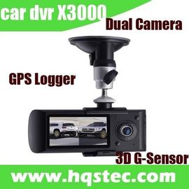 2 Auto-Flugschreiber Kanal Auto-DVR mit Doppelkamera GPS-Verfolger 3D G-Sensor und LCD HQS-X3000